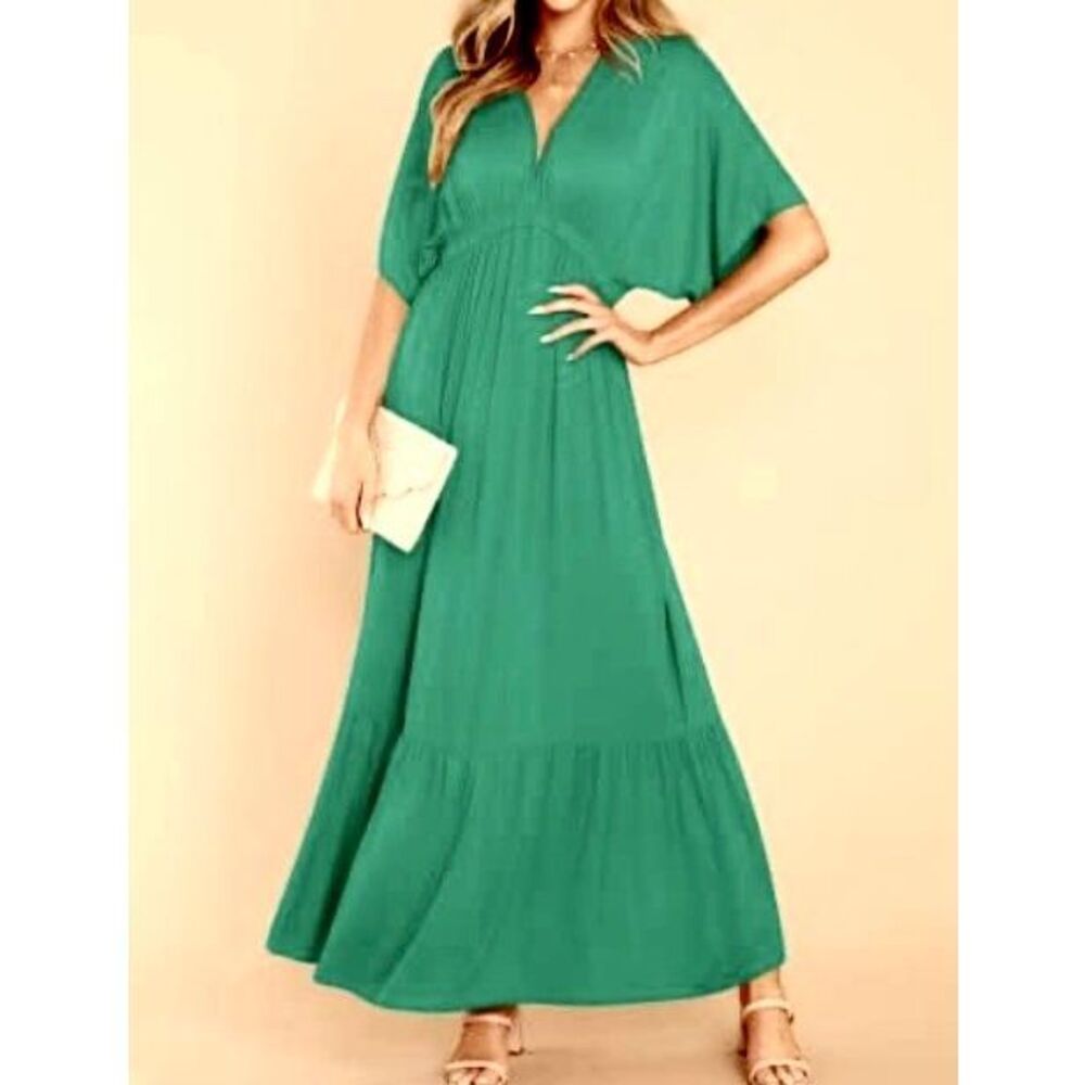 Hunter Green Women’s Short Sleeve MIDI Dress Size Medium